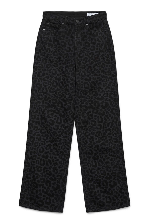 Vero Moda Vaquero animal print pernera ancha Negro