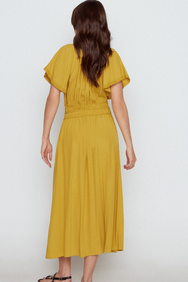 Slowlove Vestido cinturilla fruncida Amarillo