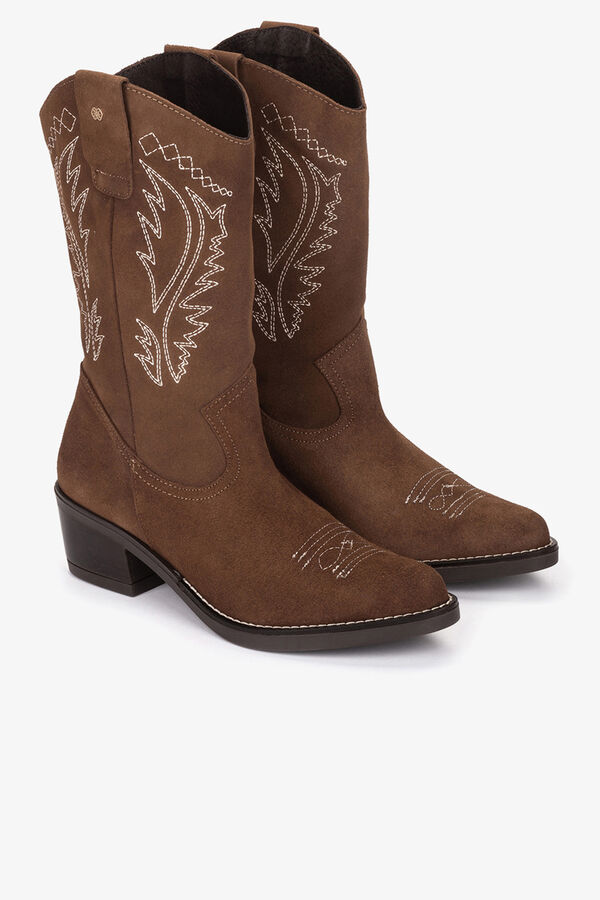 Cupl&eacute; Bota cowboy serraje cuero Marr&oacute;n