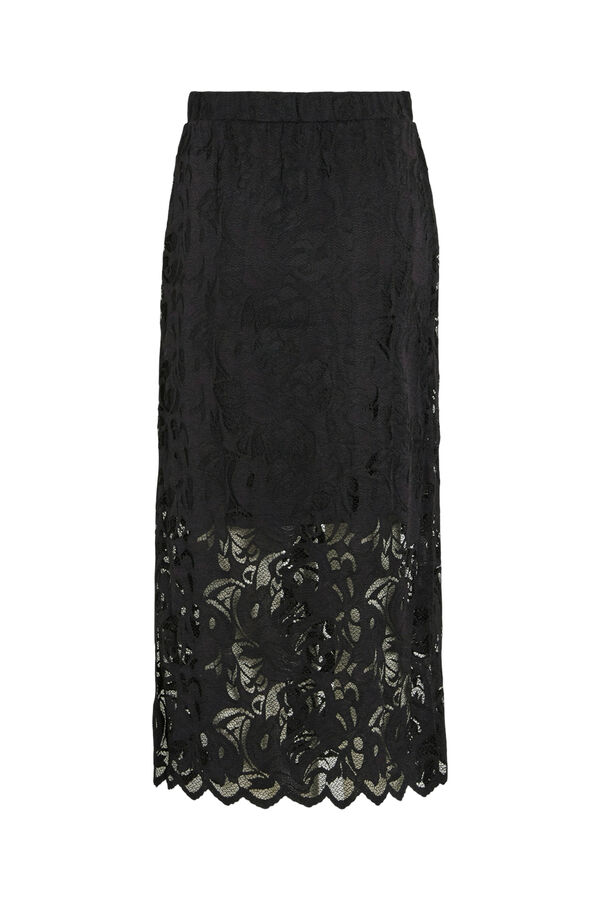 Vila Falda midi encaje Negro