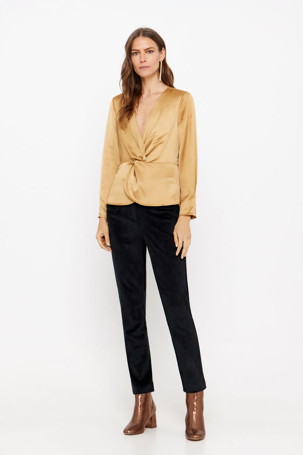 Cortefiel Blusa dorada Amarillo