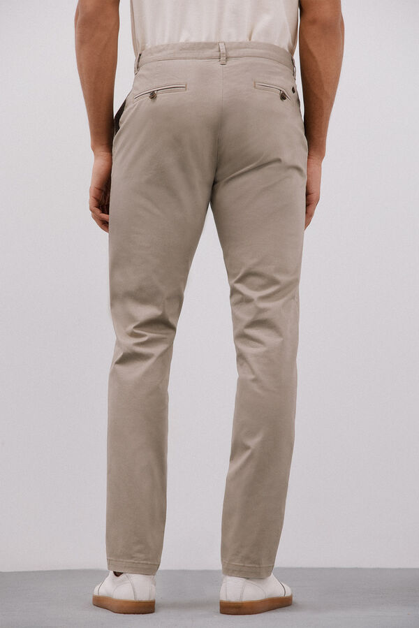 Cortefiel Calça calças chino slim fit com estampa Tostado