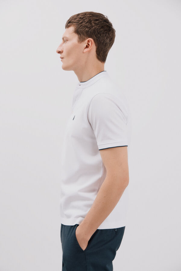 Cortefiel Polo cuello mao Blanco