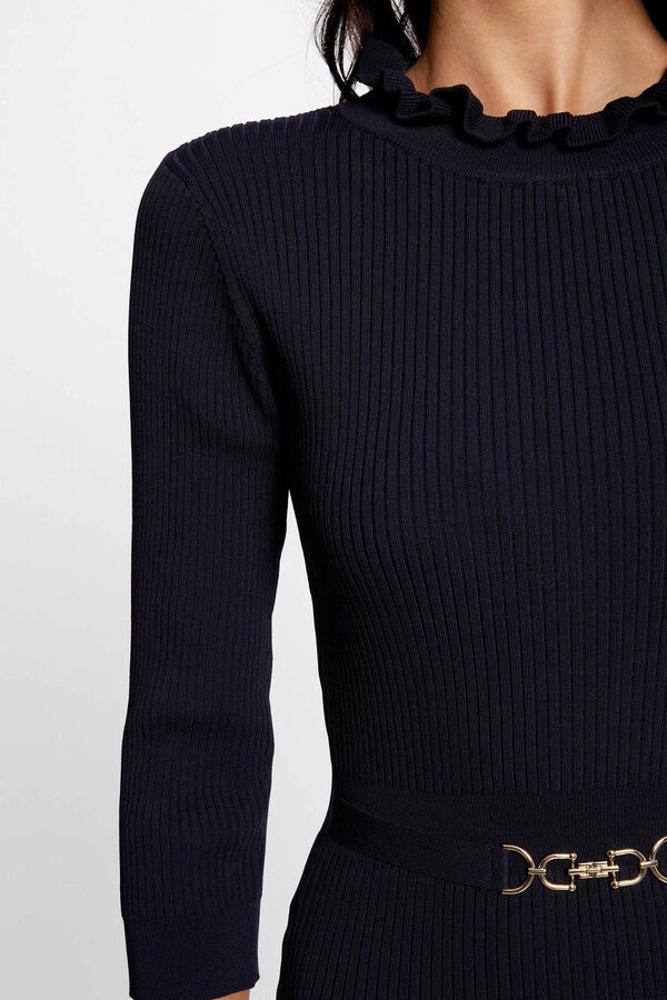 Morgan Vestido de punto ajustado con adorno Azul marino