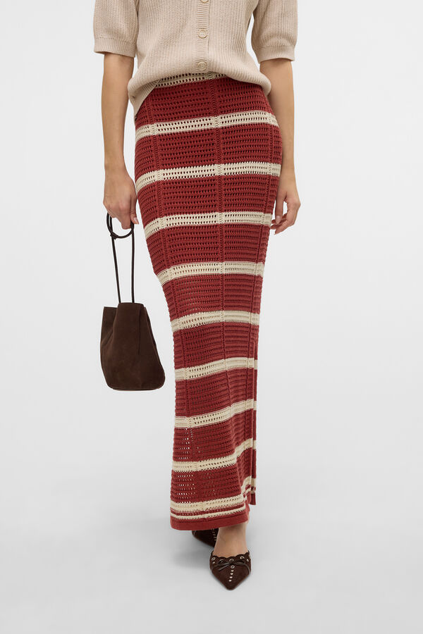 Vero Moda Falda larga crochet Rojo