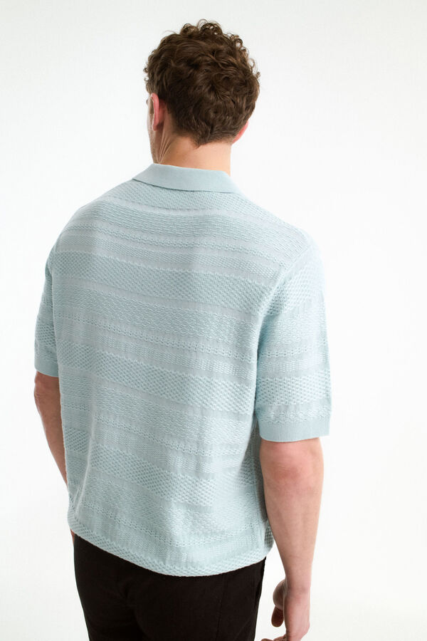 Selected Camisa polo de malha estruturada de manga curta  Azul