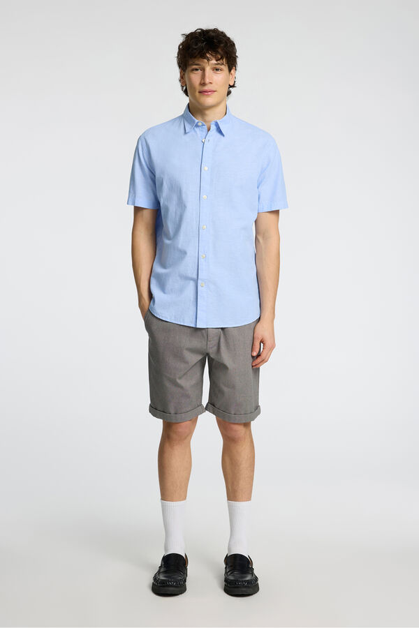 Selected Camisa de manga curta de linho Azul