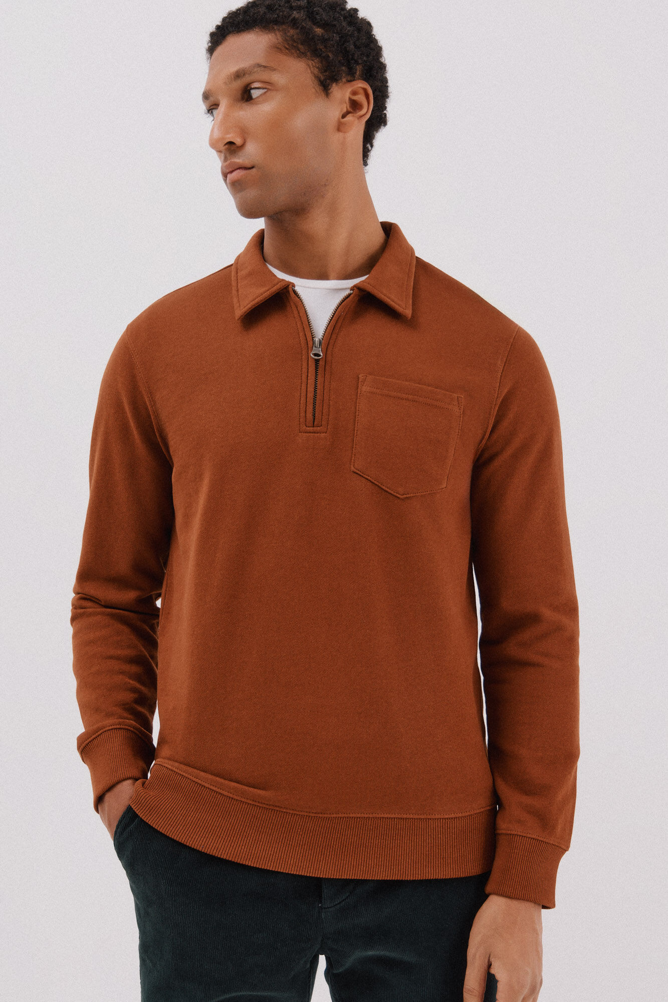 Cortefiel Sudadera cuello polo cremallera