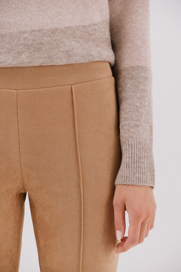 Cortefiel Legging de mujer de efecto ante Beige