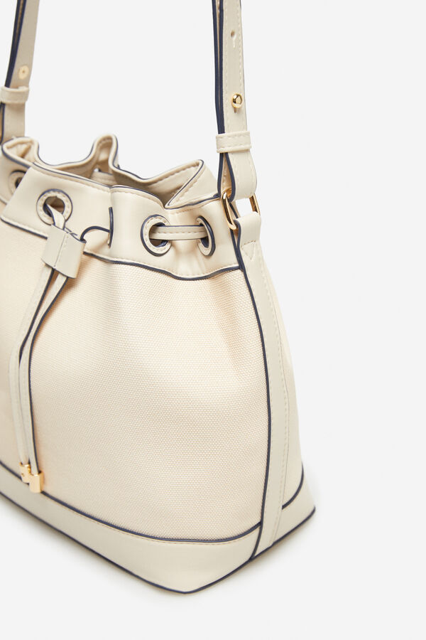 Cortefiel Bolso saco canvas Marfil