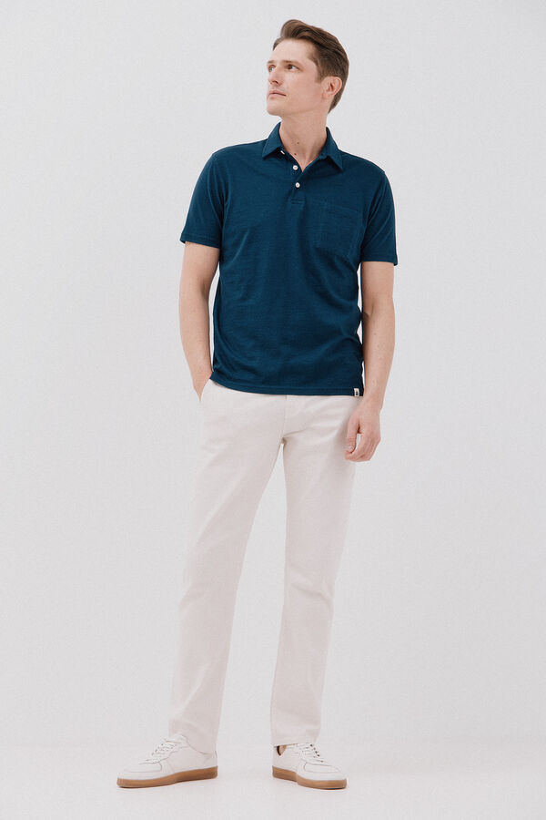 Cortefiel Polo liso slub Azul marino