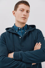 Cortefiel Sudadera capucha con botones Azul marino