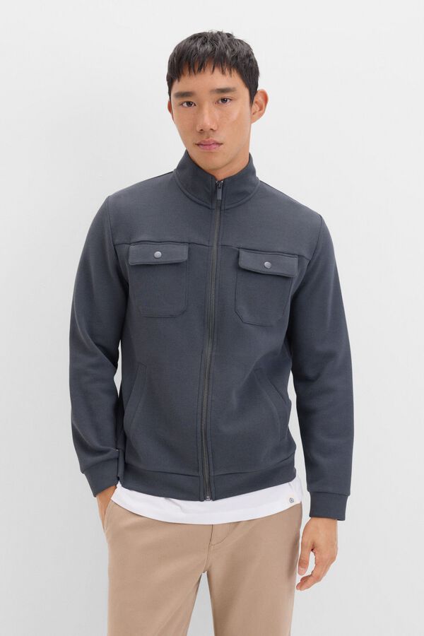 Cortefiel Cardig&atilde; em tecido piqu&eacute; Cinzento