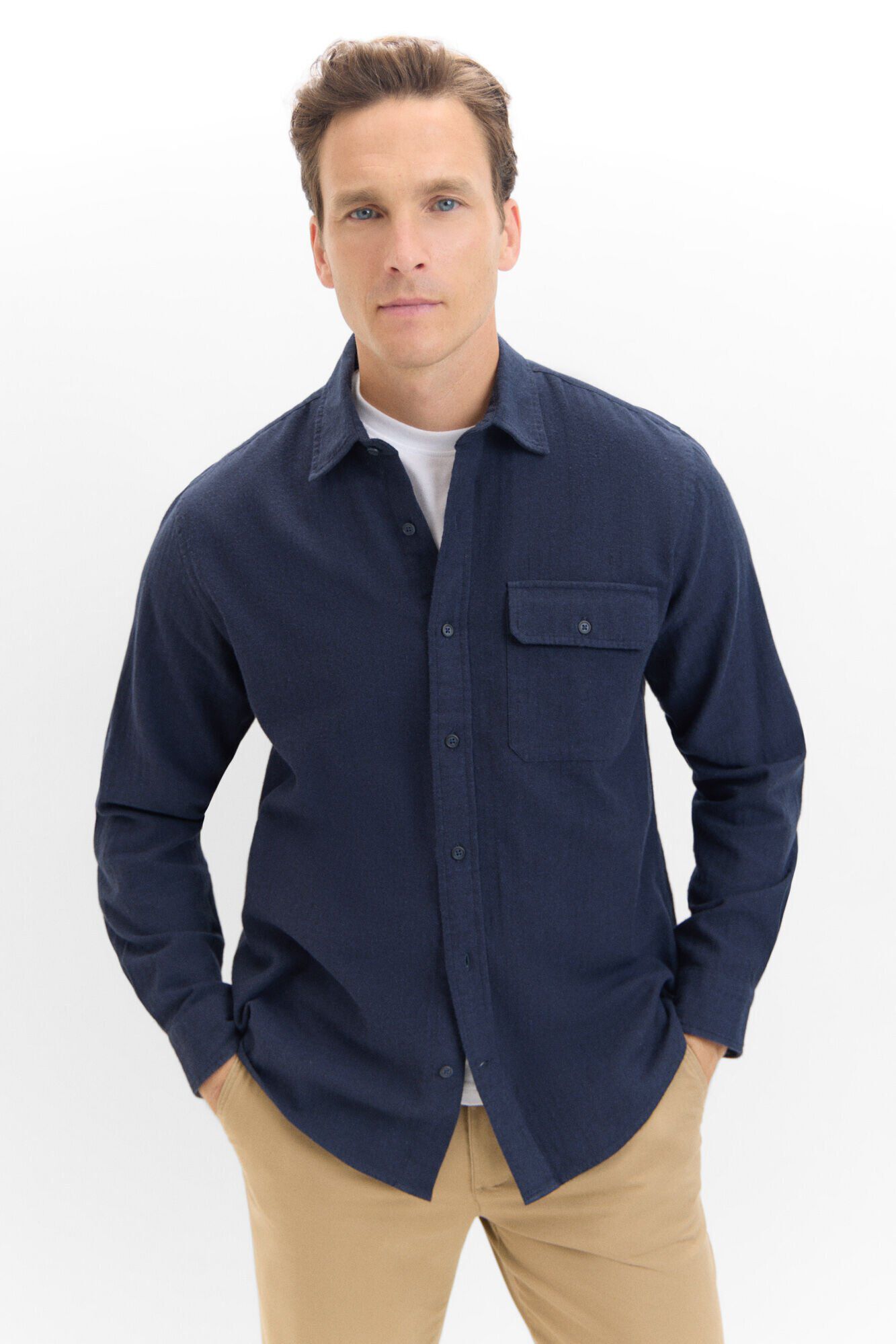 Cortefiel Camisa lisa de flanela