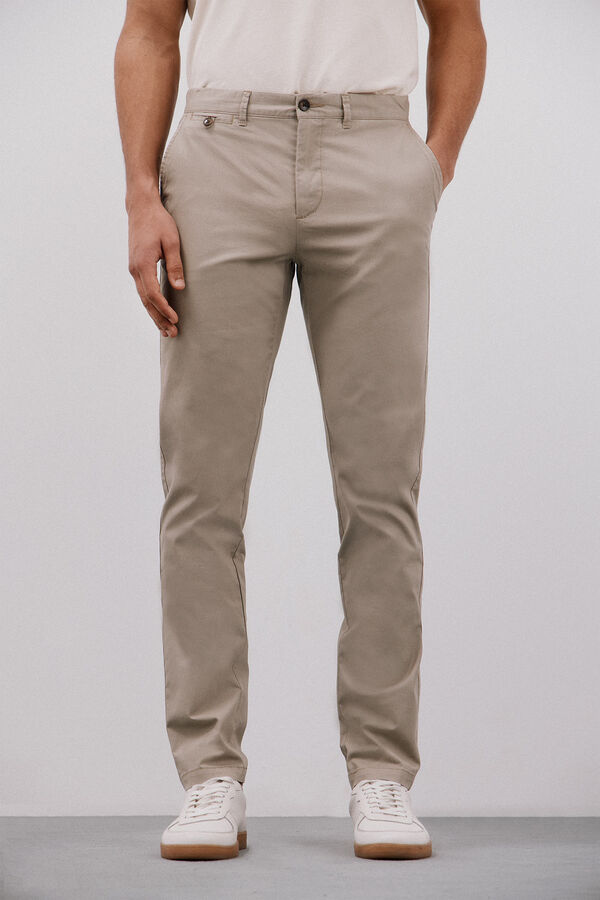 Cortefiel Calça calças chino slim fit com estampa Tostado