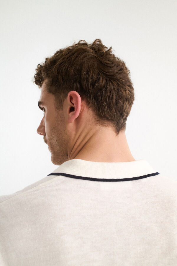 Selected Camisa polo de linho de manga manga curta Branco