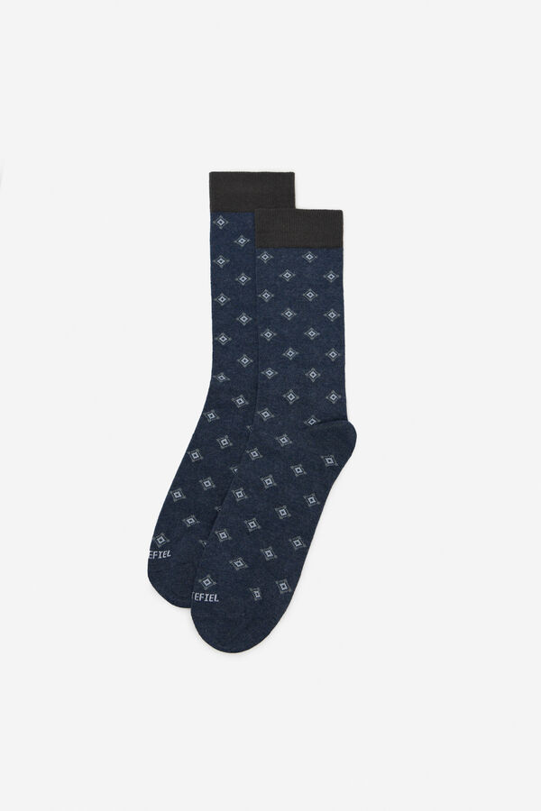 Cortefiel Meia de desenho clássico Azul
