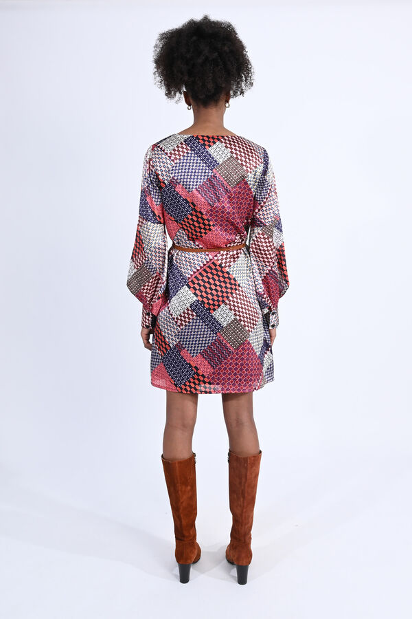 Molly Bracken Vestido curto estampado de manga comprida Vermelho