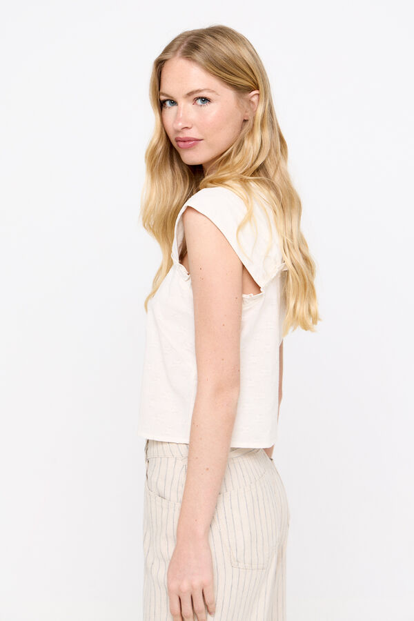 Cortefiel Blusa jacquard Blanco