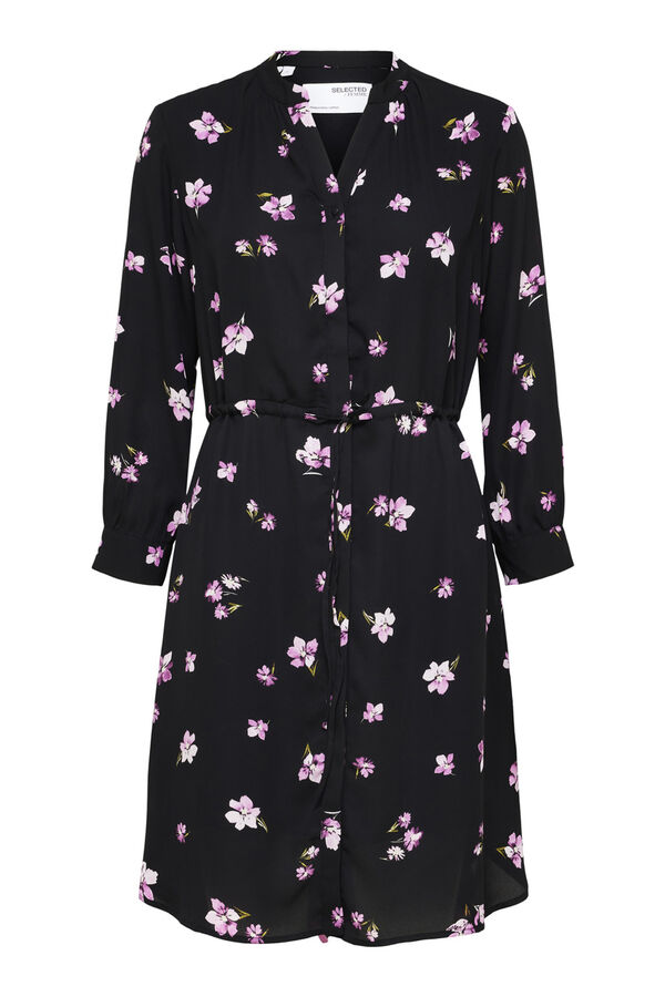 Selected Femme Vestido camiseiro de manga comprida confecionado com materiais reciclados. Preto