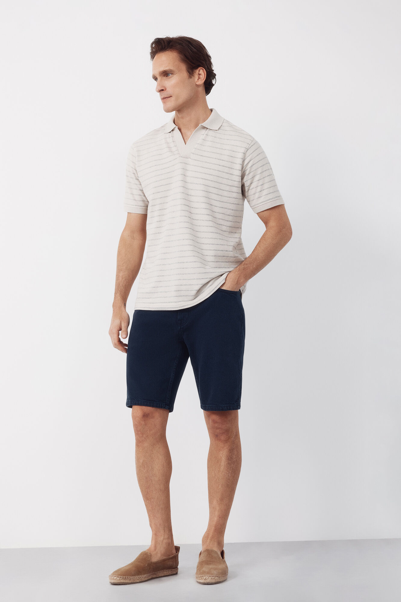Cortefiel Bermuda denim color regular