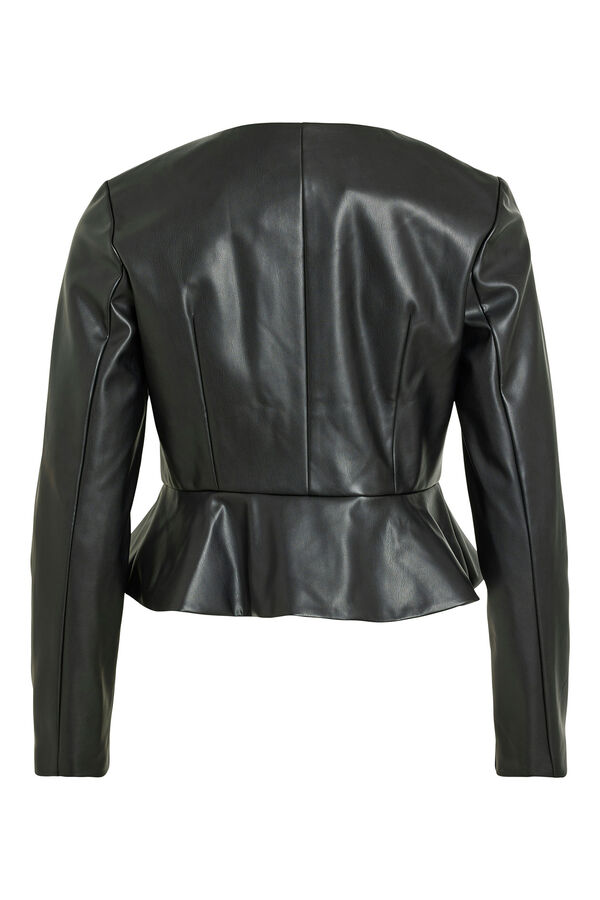 Vila Chaqueta polipiel con peplum Negro