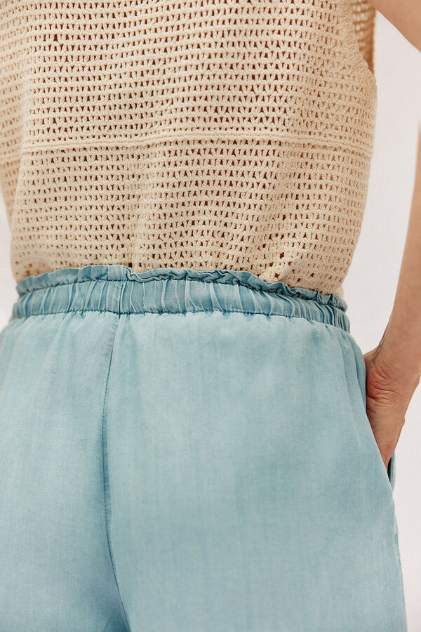 Cortefiel Bermuda fluida Tencel Azul