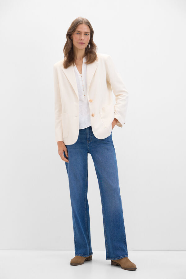 Cortefiel Blazer de punto piqu&eacute; Marfil