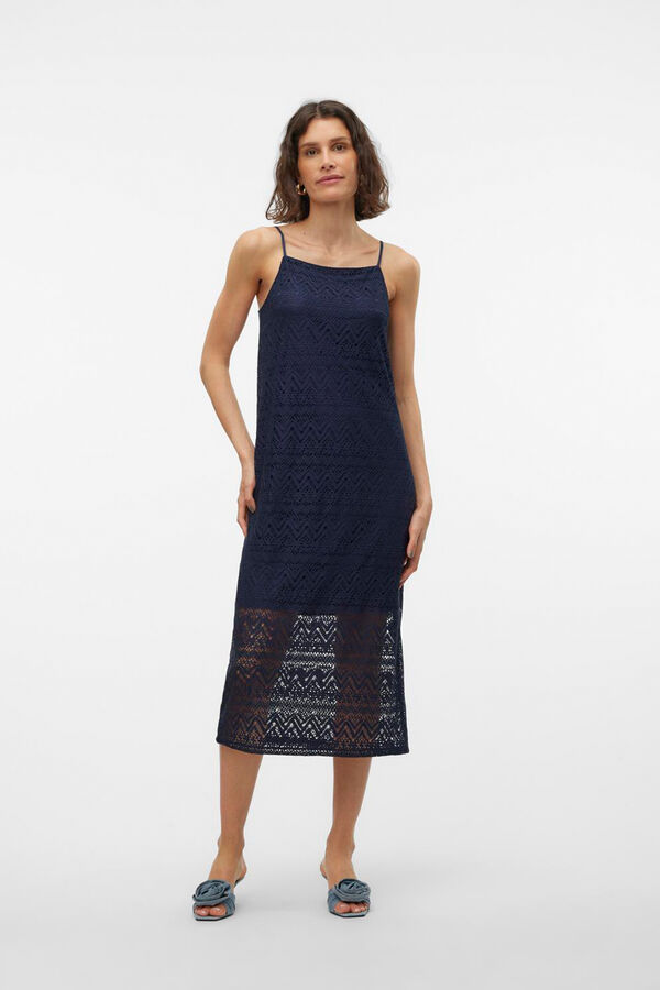 Vero Moda Vestido midi de tirantes Azul marino