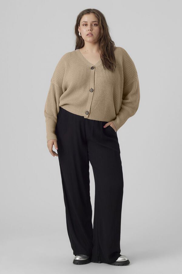 Vero Moda Curve C&aacute;rdigan de punto fr&iacute;o talla grande Marr&oacute;n