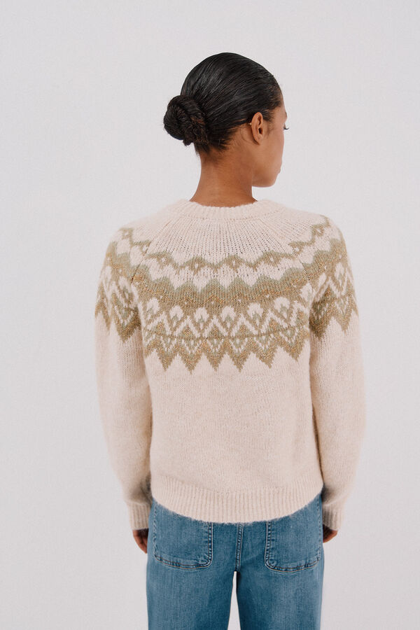 Cortefiel Su&eacute;ter jacquard Fair Isle Ecru