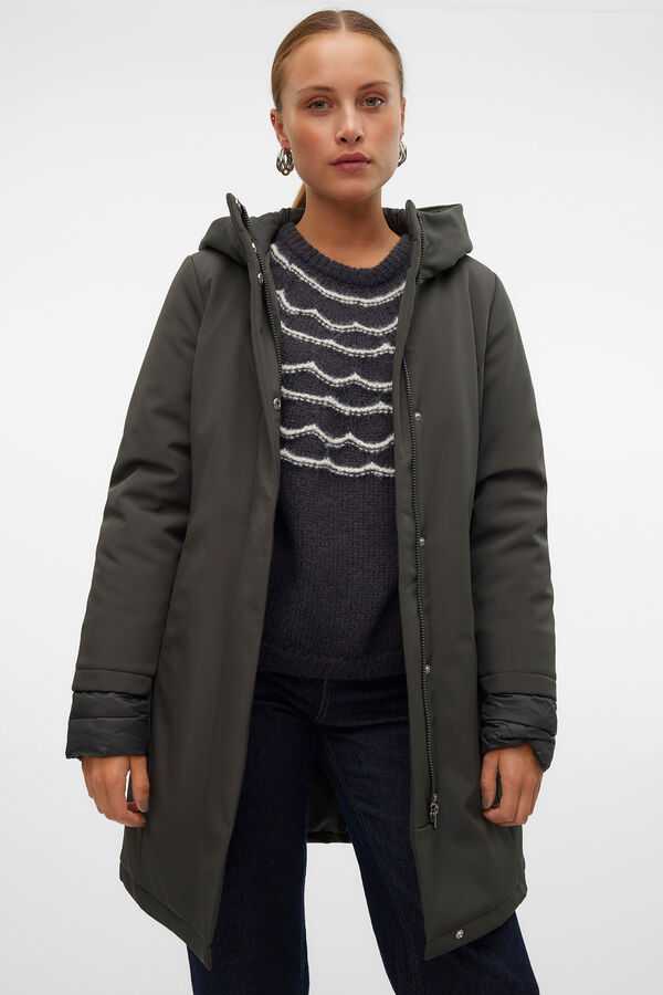 Vero Moda Sobretudo feminino com capuz Cinzento