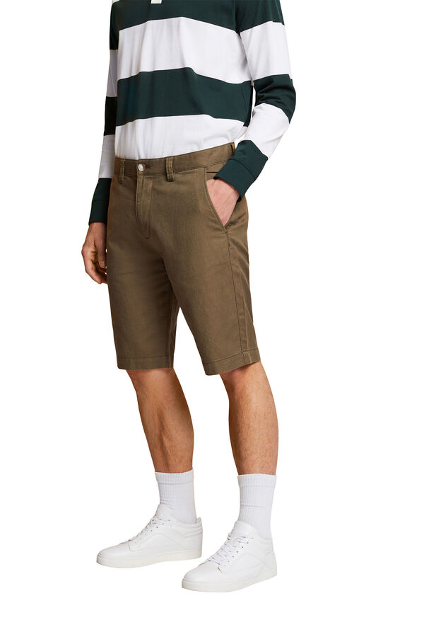 Esprit Bermuda lisa regular fit con lino Marr&oacute;n