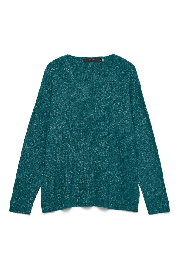 Vero Moda Jersey de punto fino de mujer con brillos Verde oscuro