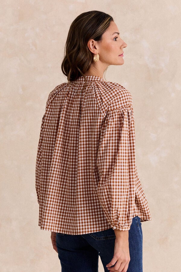 Pol&iacute;n Et Moi Blusa vichy Vico Estampado marr&oacute;n