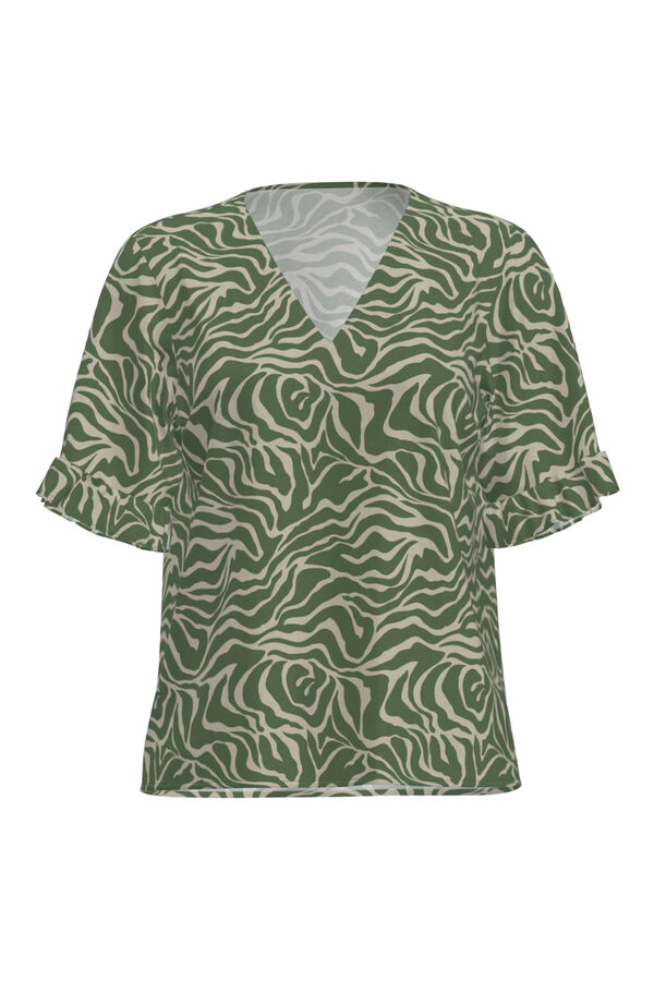 Cortefiel Blusa com mangas de folhos Verde