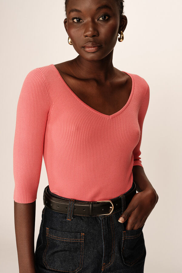 Grace & Mila Jersey de punto de canal&eacute; Coral