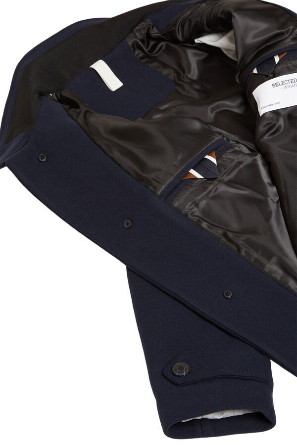 Selected Sobretudo com gola chaminé de lã reciclada Cinzento