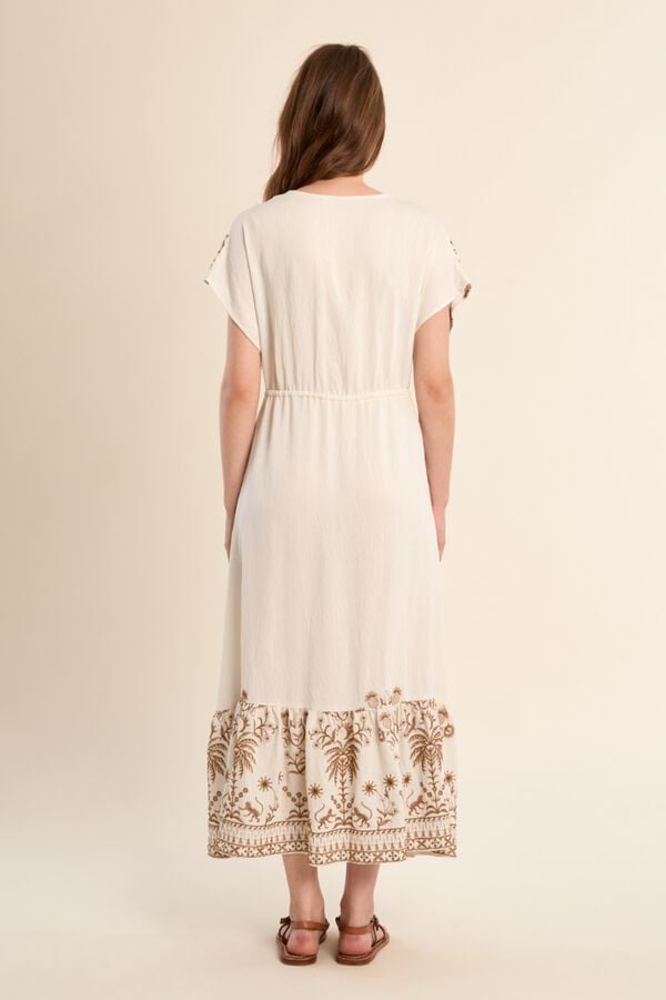 Molly Bracken Vestido comprido de manga curta com detalhes bordados Branco