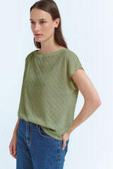 Vila Top manga corta punto pointelle Verde