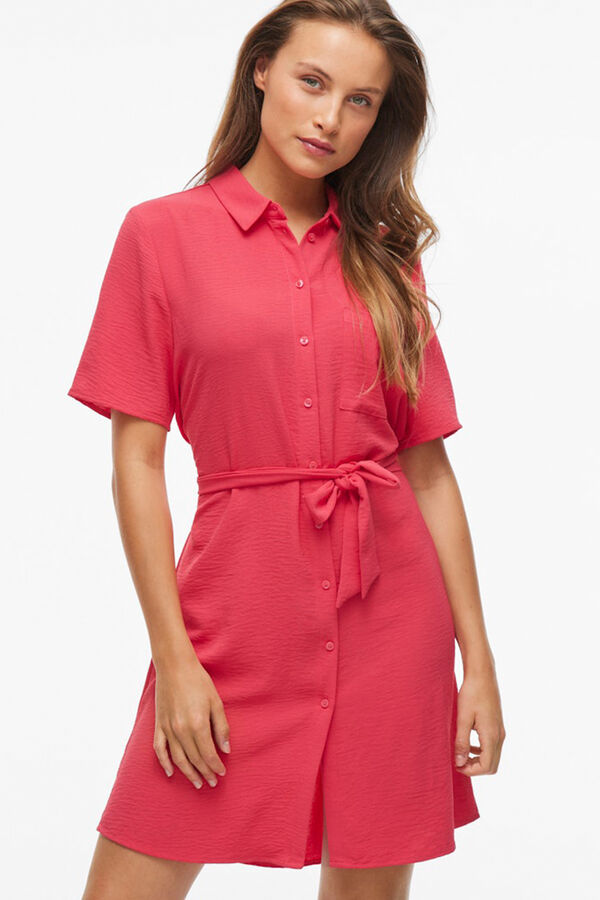 Vila Vestido camisero corto Rojo