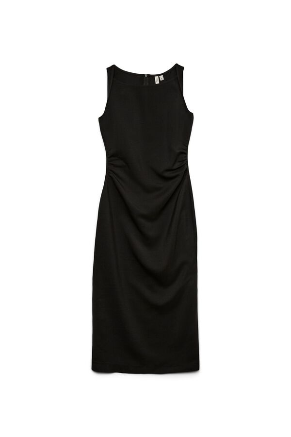 Vero Moda Vestido comprido com costuras franzidas Preto