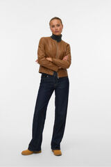 Vero Moda Cazadora efecto piel Marr&oacute;n