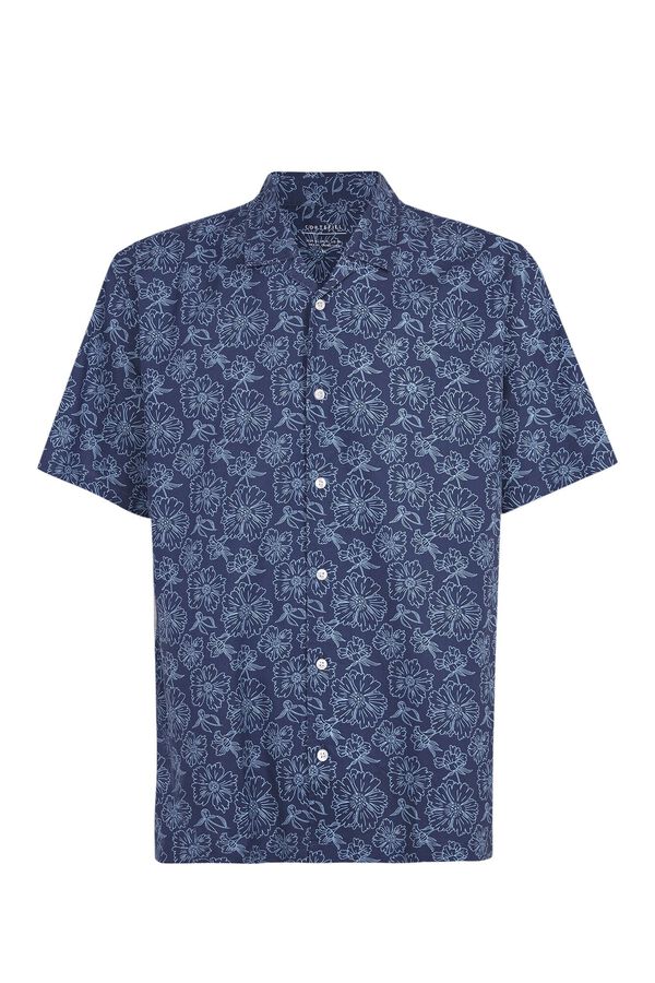 Cortefiel Camisa estampada tecido flam&eacute; Azul