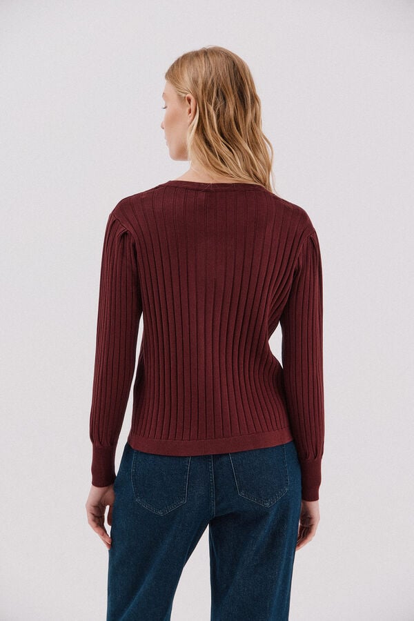 Cortefiel Jersey pico botones Vino