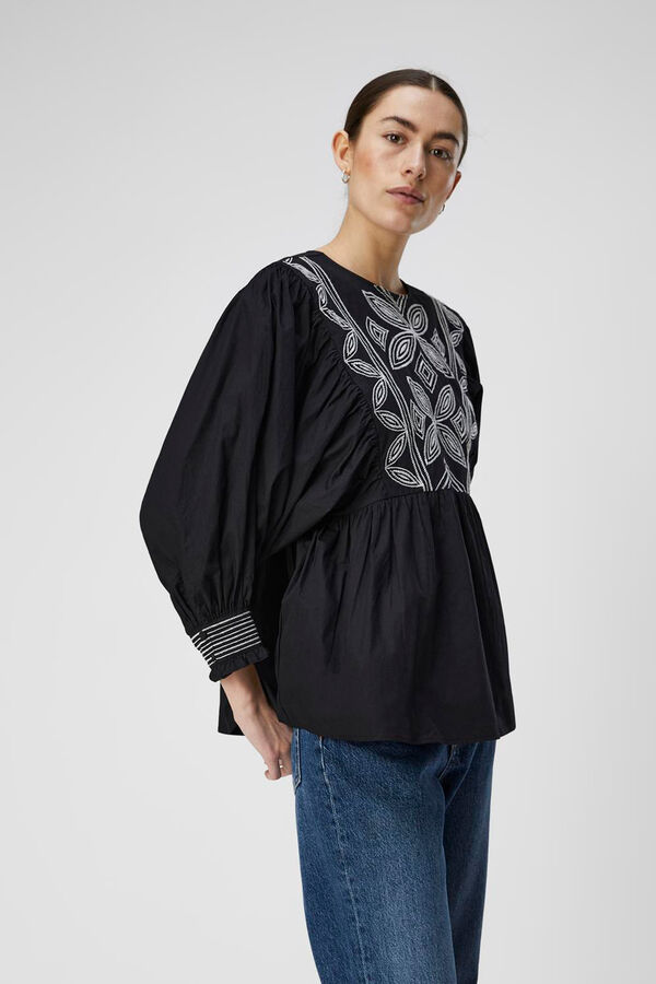 Object Blusa de algod&atilde;o bordada Preto