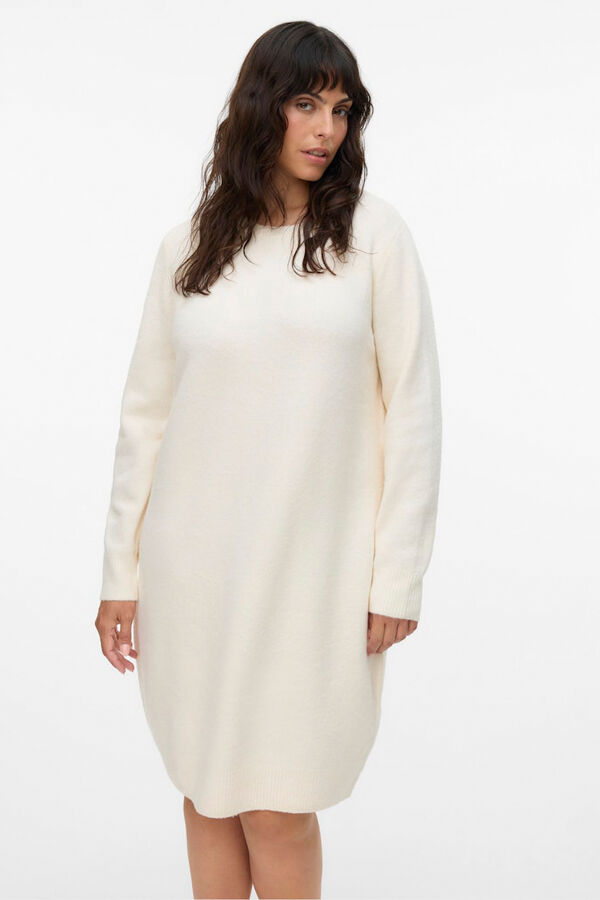 Vero Moda Curve Vestido de punto manga larga talla grande Beige