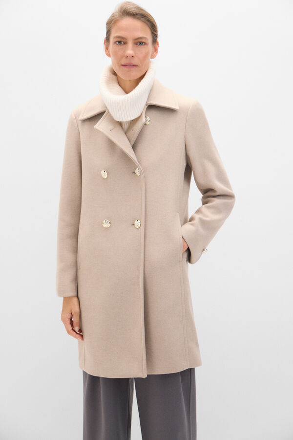 Cortefiel Abrigo militar doble cruce Beige