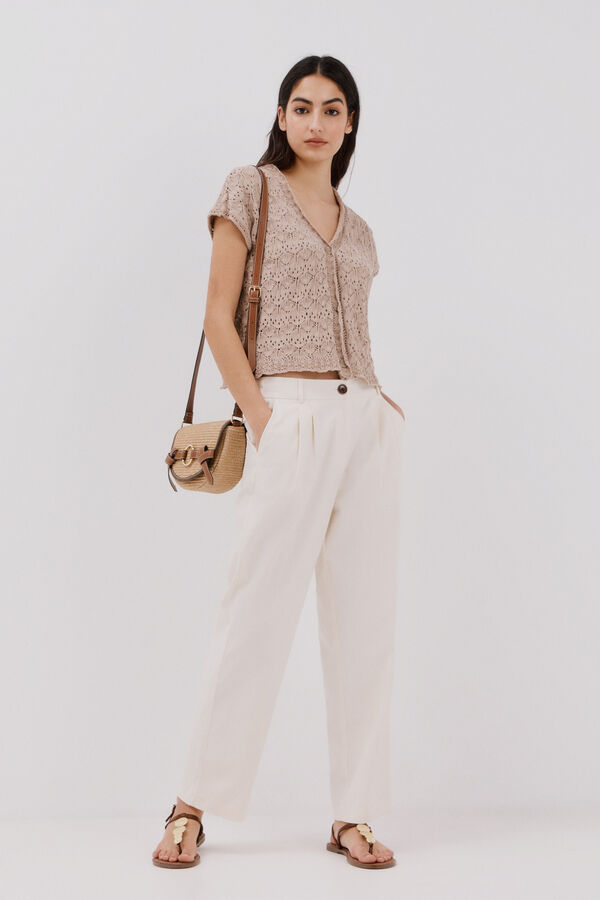 Cortefiel Casaco de malha vazada Verde