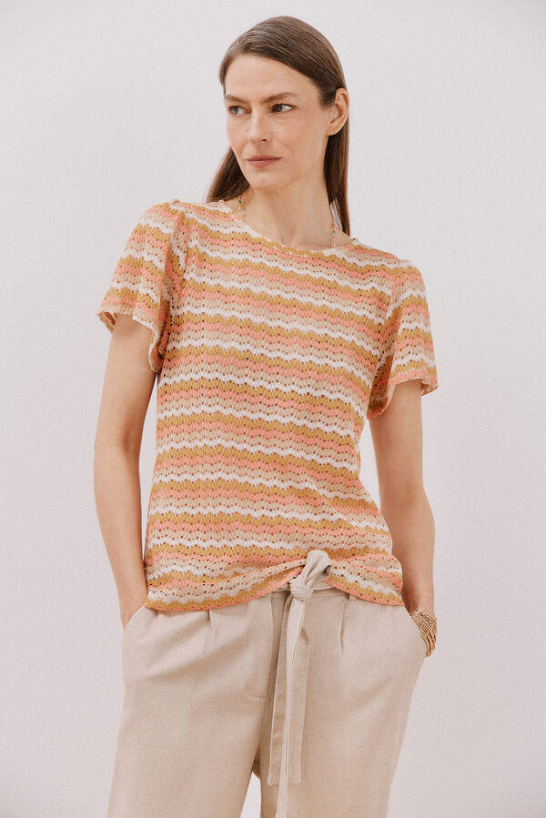 Cortefiel Top estruturado riscas Vermelho